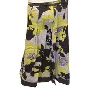 Mix Nouveau NY Floral & Butterfly Full Cotton A-Line Skirt, [Size M]